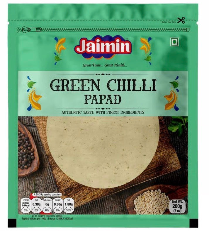 Jaimin Green Chilli Papad 200g