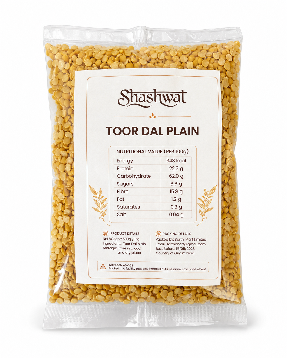 Shashwat Toor Dal Plain 500g / 1 kg / 1.5 kg