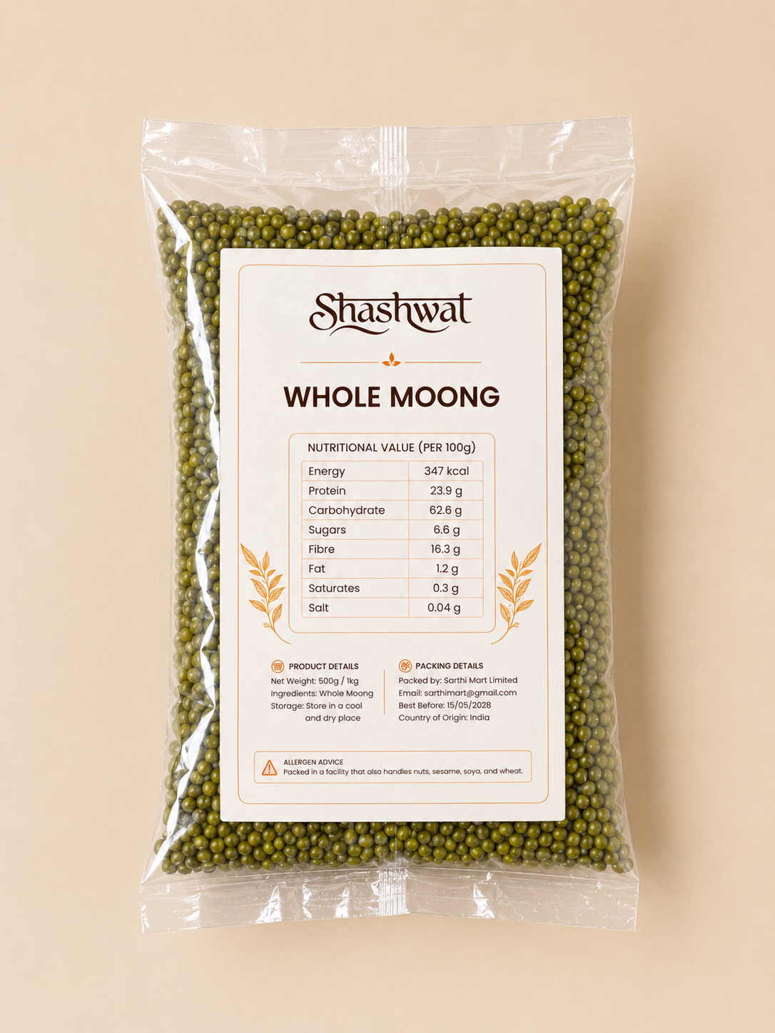 Shashwat Whole Moong 500g / 1 kg / 1.5 kg